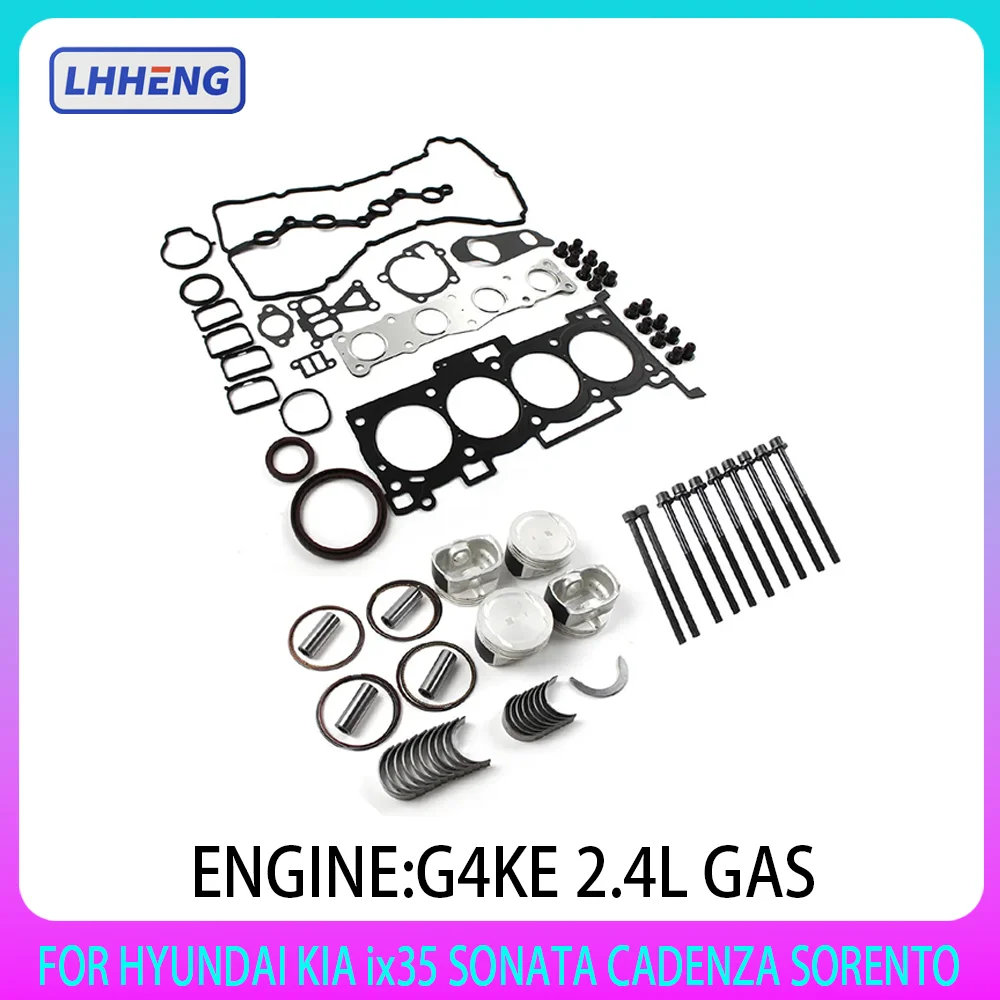 

Cylinder gasket Piston ring Cylinder head bolt Bearing kit For G4KE Hyundai KIA Santa Tucson Optima 2.4 L4 GAS 2.4 L T 2007-2021