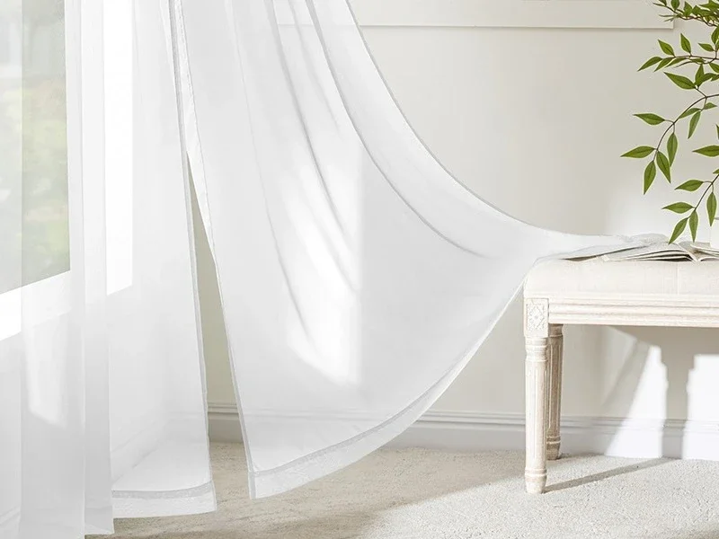 S-Falten Weiße Tüll-Gardinen für Wohnzimmer, Esszimmer, Schlafzimmer – Transparente Voile für Fenster, Modische Elegante Türvorhänge – Detail 4