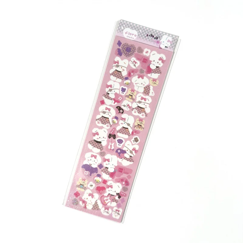 Korean Kawaii Cute Cartoon Animal Rabbit Bear Stickers Handbook Photo Album Star Card Photo Notebook Diary Decorative Stickers