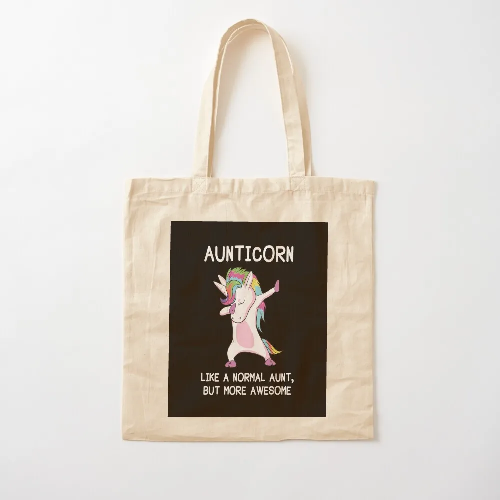 Aunticorn Unicorn Aunt Tote حقيبة قماش حقيبة كتف للمتسوقين حقيبة ملابس حقائب يد للنساء
