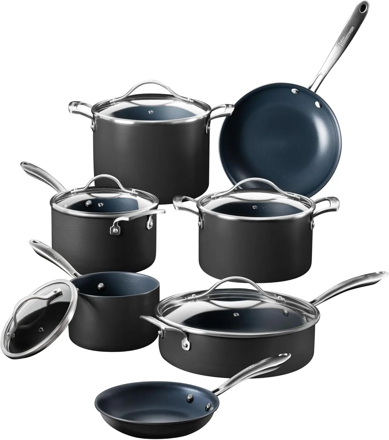 Laser Titanium 12 Piece Set - Non-stick Cookware Set Without PFAS, PTFE, or PFOA, 3x More Durable, Dishwa