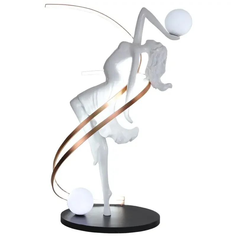 Modern creative figure goddess dancer art glass fiber reinforced plastic sculpture floor lamp living room lobby decoration