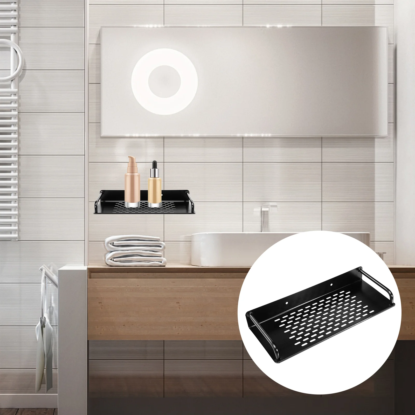 

Fish Tank Accessories Wall Mounted Drain Rack Bathroom Storage Stand Home Black Shelf