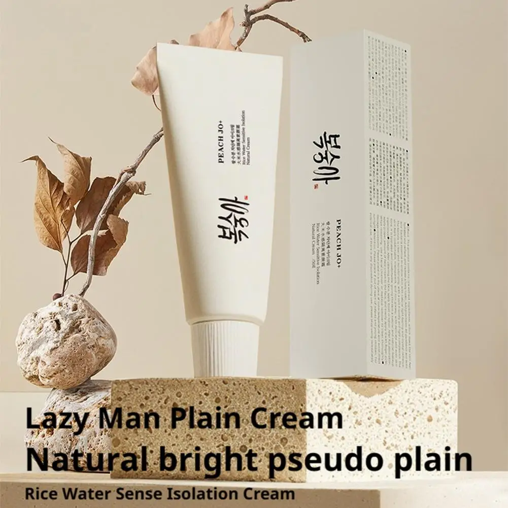 Rice Water Sensitive Isolation Natural Finish Cream,Face Brightening Primer Protective Tone-Up Base Makeup,Cover Pore Blemishes