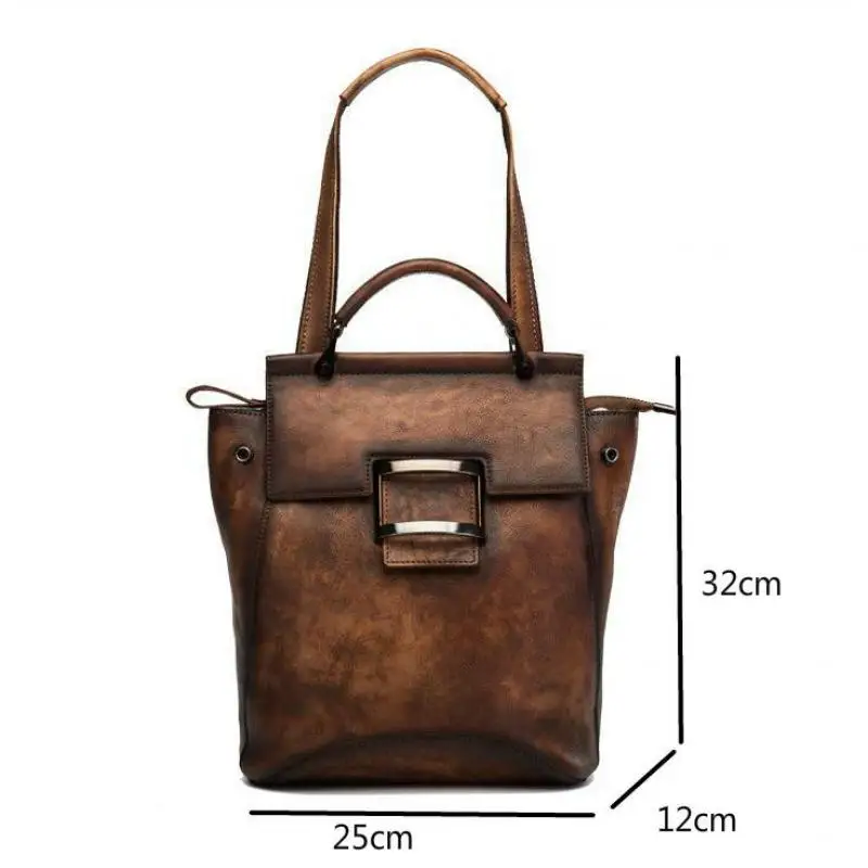 Johnature 2024 New Retro Genuine Leather Bag Solid Color Backpack Handmade Cowhide Large Capacity Women Backpacks Travel Bags