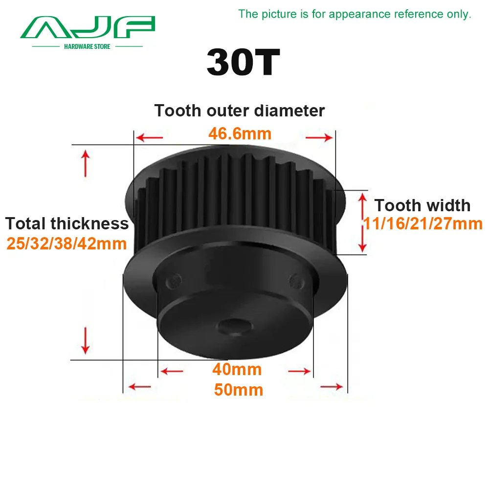 45 Steel HTD 5M 30T Black Steel Timing Pulley BF Type 5M 30Teeth  Synchronous Wheel for Belt Width 10/15/20/25mm Bore 5-30mm