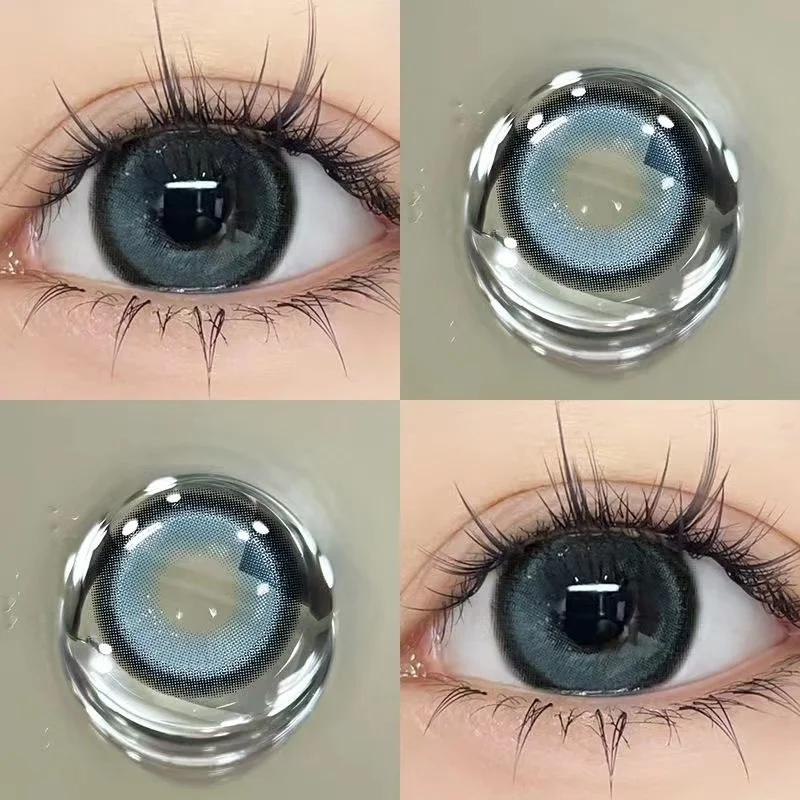 YIMEIXI 1Pair New Colored Contact Lenses with Prescription Myopia Lenses Anime Green Pupils Soft High Quality Lenses Blue Makeup