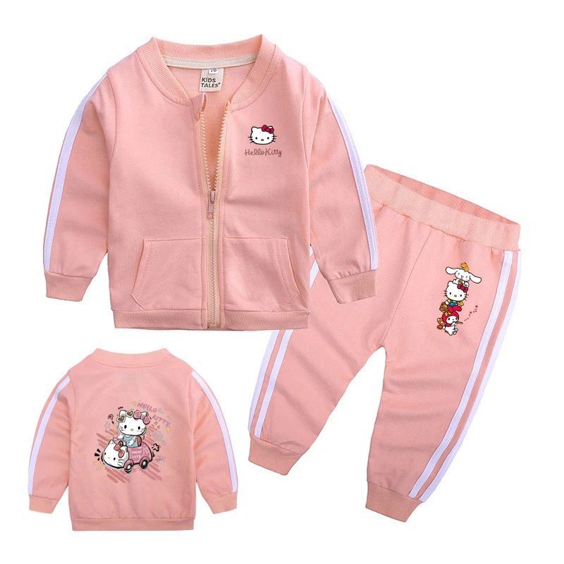 Hello Kitty Baby Girls Boys 2pcs Tracksuit Set Long Sleeve Zipper Jacket And Pants Outfit for Spring Autumn 6-18 Months
