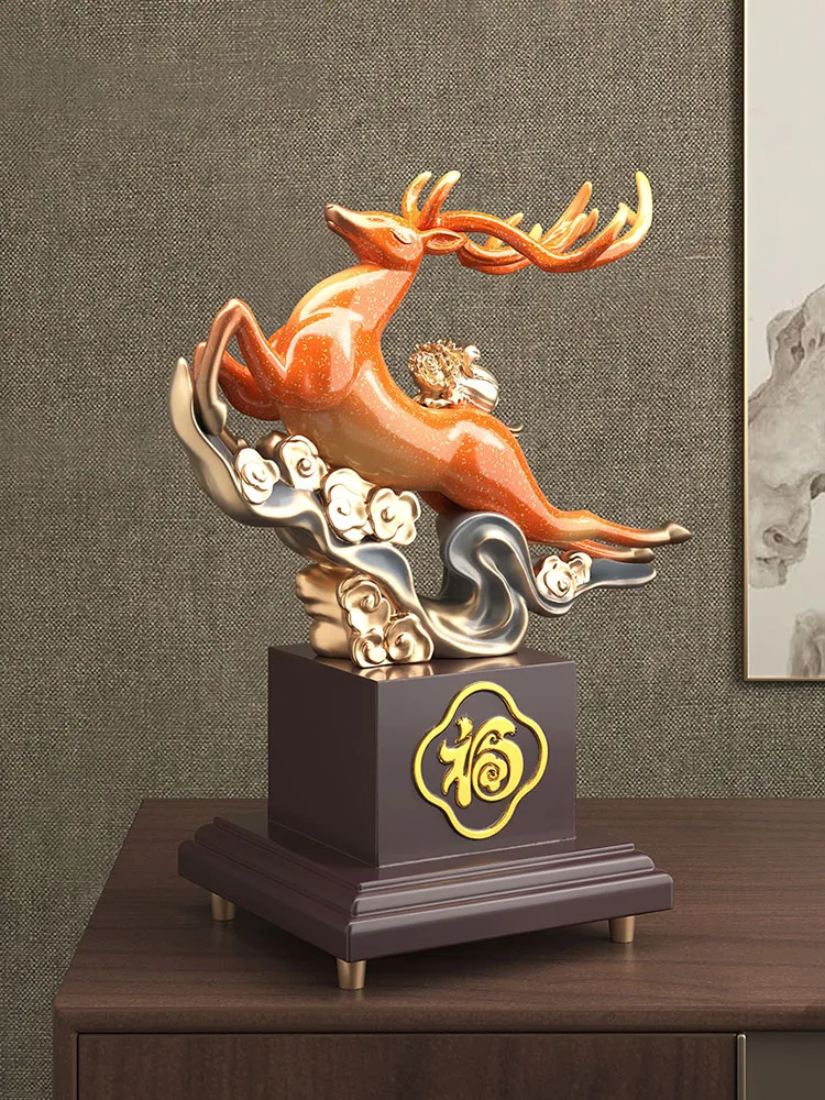 

Statuette Deer Ornament Sculpture,All the Way to Wealth Craft,Company Opens,Gifts,Living Room,Wine Cabinet Decoration Customized