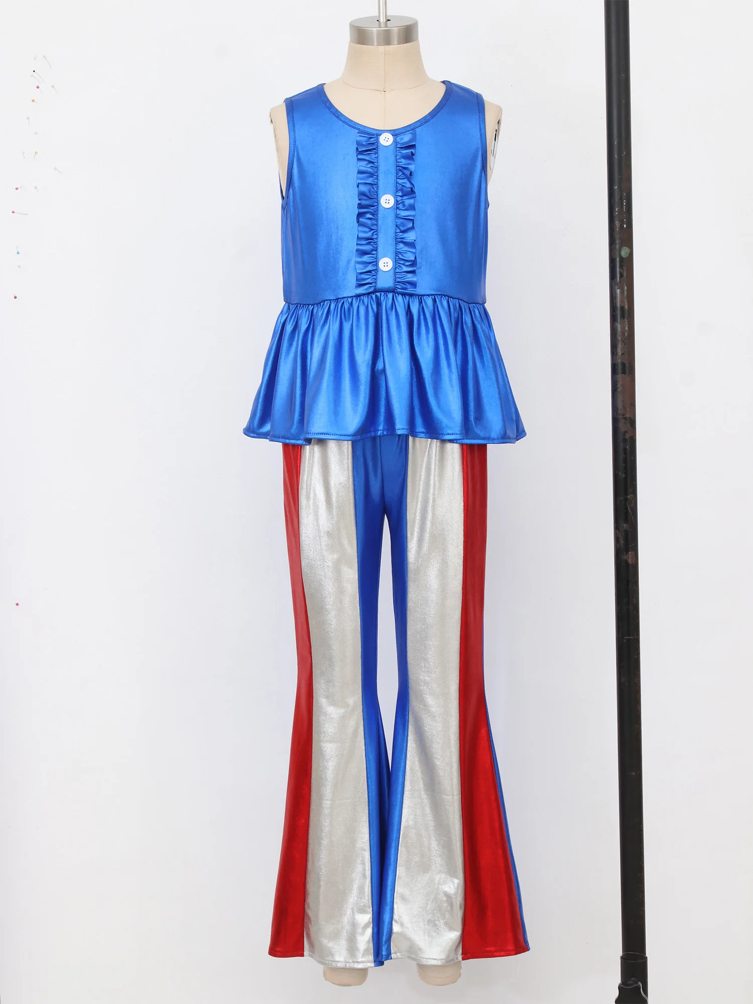 Children's Jazz Hip-hop Costumes Studio Model Catwalk Host Fashion Metallic Suit Children's Shelves Drums Disco Hippie Costumes
