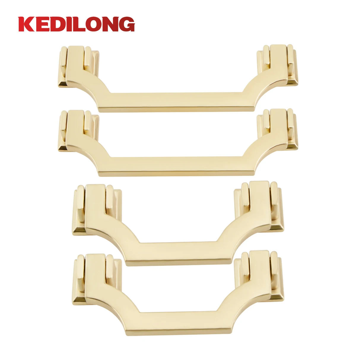 KEDLO Furniture Hardware Modern Simple Bridge Type Flat Gold Handle Nordic Style Drawer Cabinet Zinc Alloy Handle Cabinet Handle