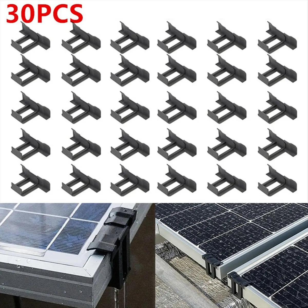 A56K 30Pc Solar Panel Frames Water Drained Clip Thickness 40mm PV Panels Auto Remove Stagnant Water Dust Outdoor Tool