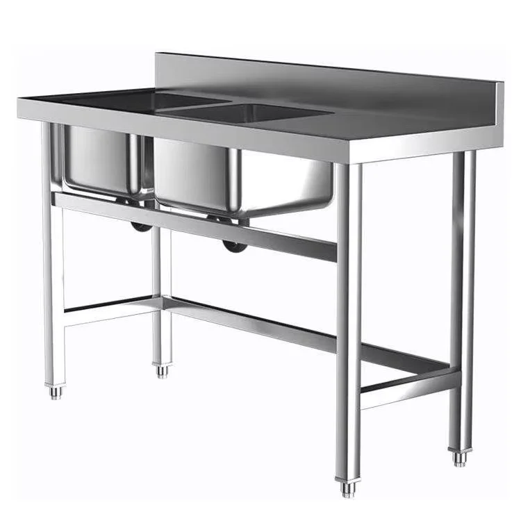 Stainless Steel Sink 201 304 with Double Slots and Flat Plate - Suitable for Kitchen Cafeteria and Commercial Use Food Grade