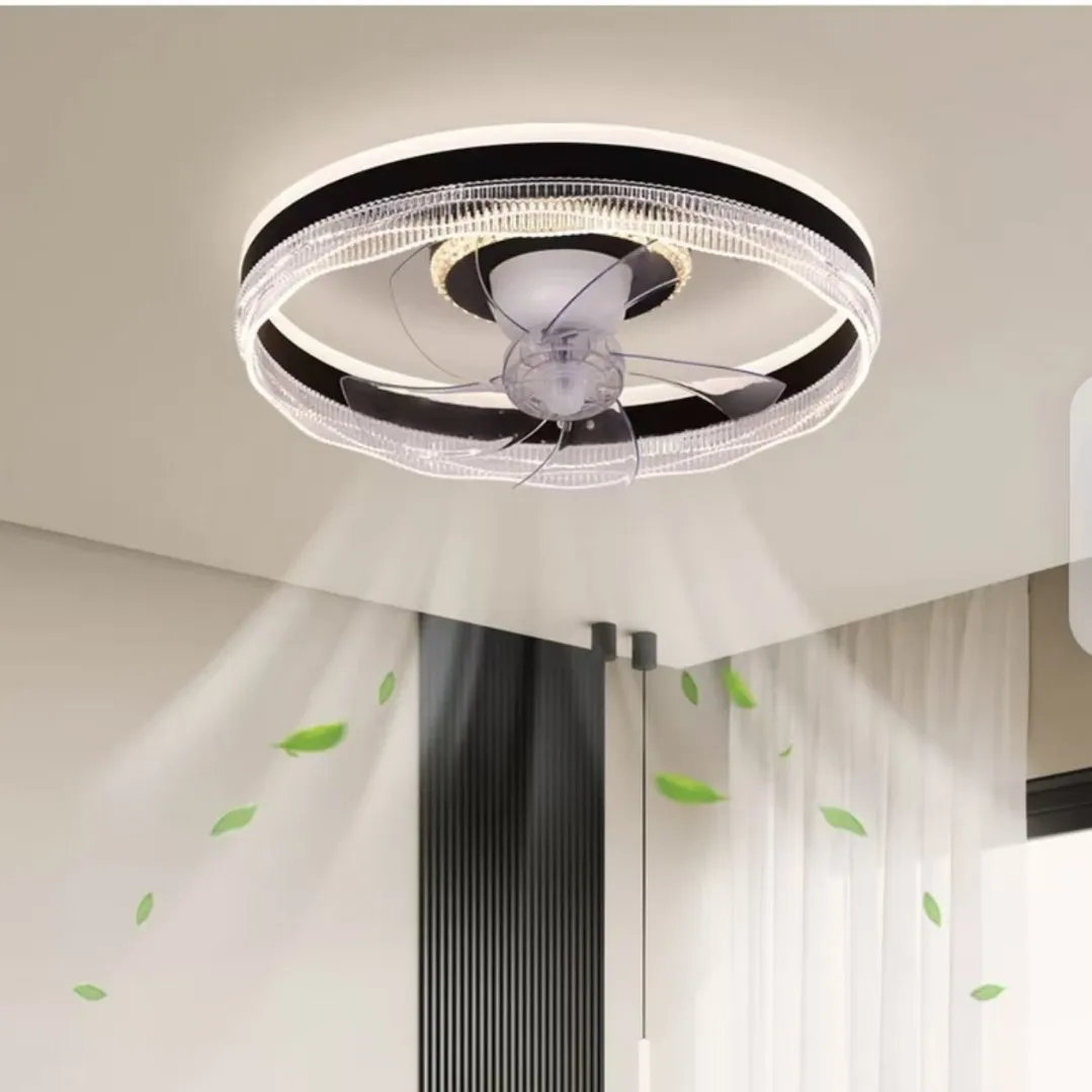 Bedroom Fan Light Ultra Quiet Master Bedroom Modern Minimalist 360-Degree Oscillating Inverter Ceiling Fan