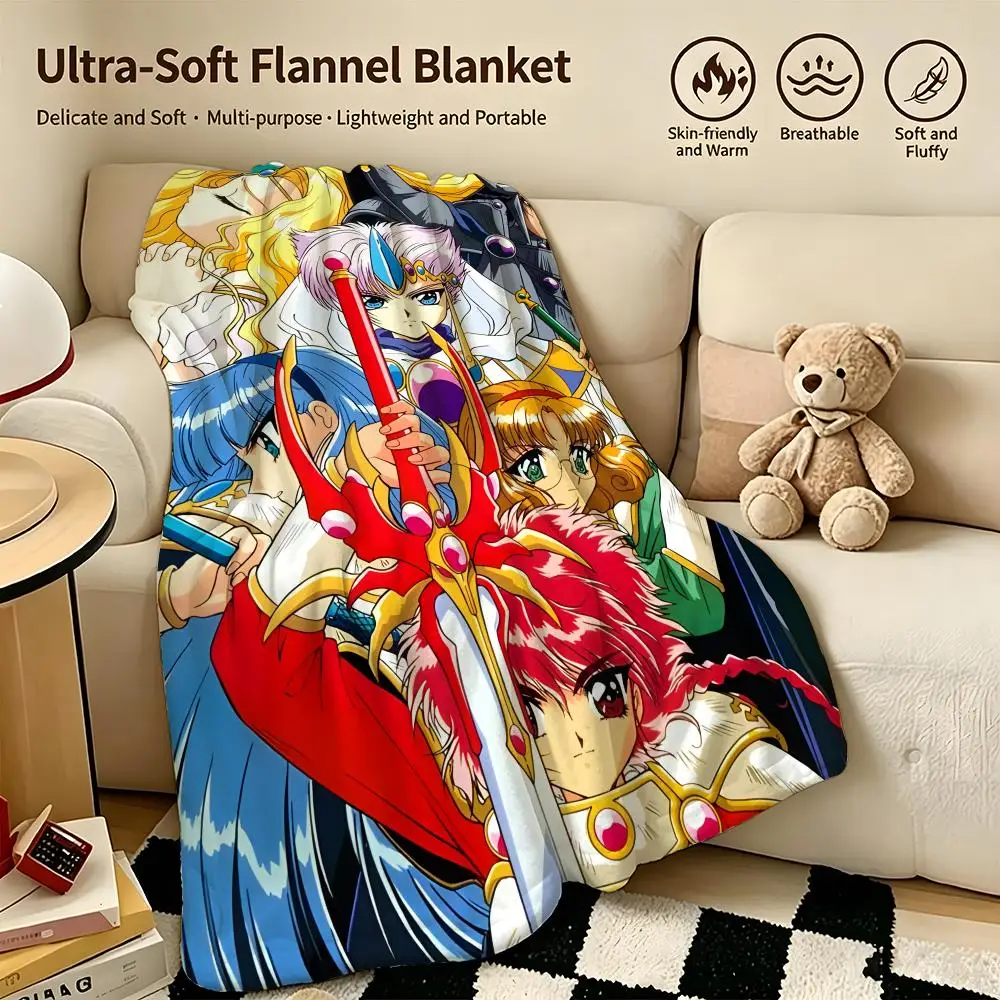 Anime M-Magic Knight Rayearth-h Throw Warm Soft Flannel Blanket, Multi-use for Sofa Bed Camping Travel Nap