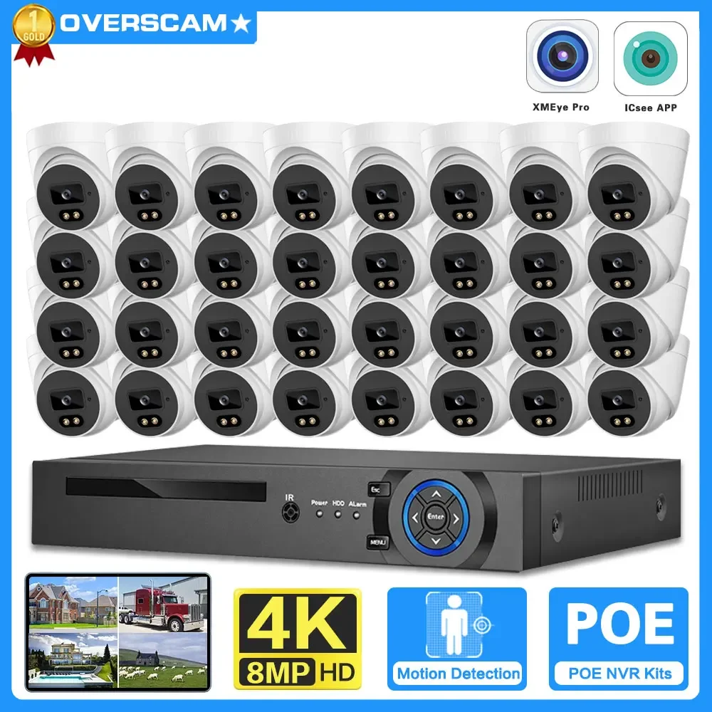 32CH 4K POE NVR Kit CCTV Camera Security System 8MP Outdoor Motion Detection Two Way Aduio Video Surveillance CCTV Camera Set