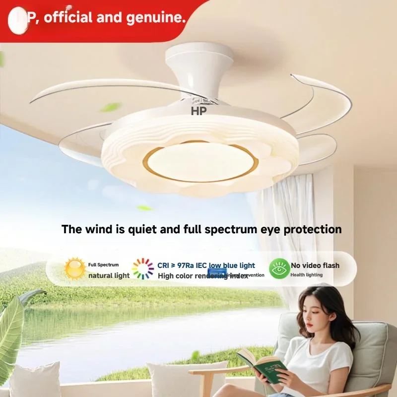 

Bohemian invisible fan lamp for living room dining room and bedroom Featuring flowers and minimalist design Full spectrum light