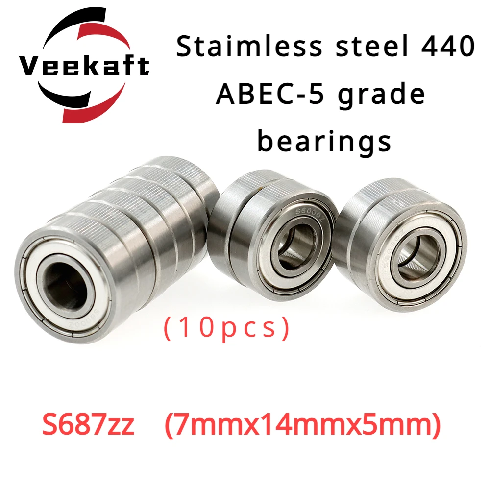 

ABEC-5 Grade Stainless Steel 440 Bearings High Precision and Quality Model S687zz 7x14x5mm 10pcs for Industrial Machinery