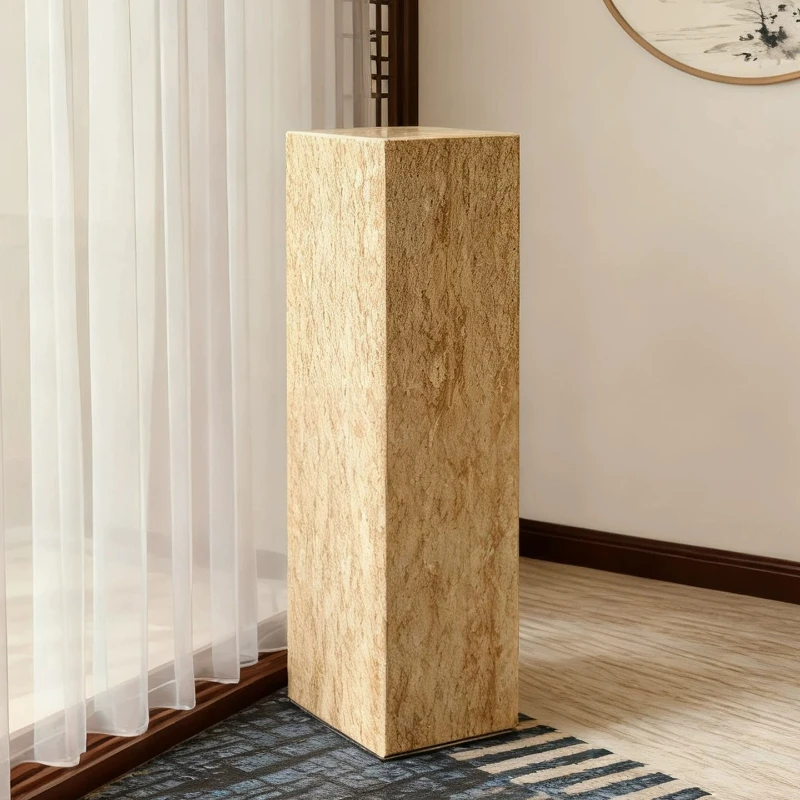 LTT natural yellow travertine ornament base bonsai heightening platform marble column