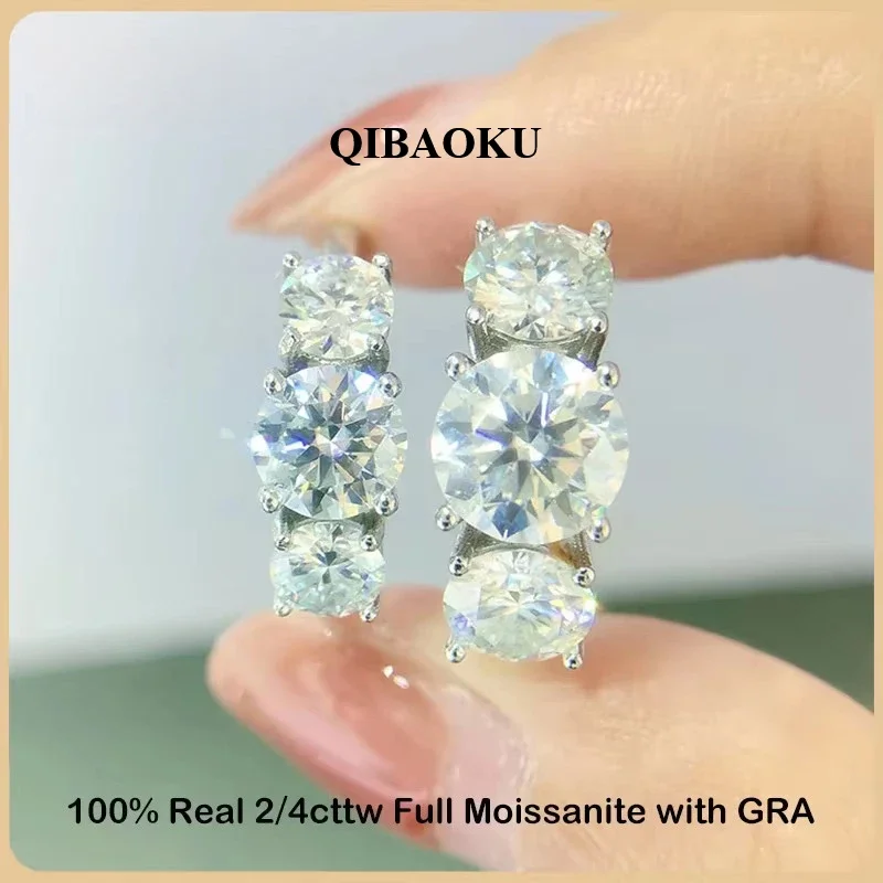 NASIAD Color 2/4cttw Moissanite Rings For Women Party Jewelry GRA S925 Sterling Silver 3-Stone Diamond Ring Wedding Band 2026