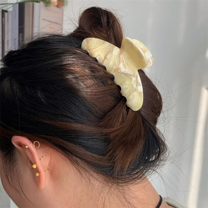 Creative Personality Crystal Brown Color Marble Design Hairpin Hair Clip for Women Girl Cute 2024 NEW Autumn Winter Hair Jewelry