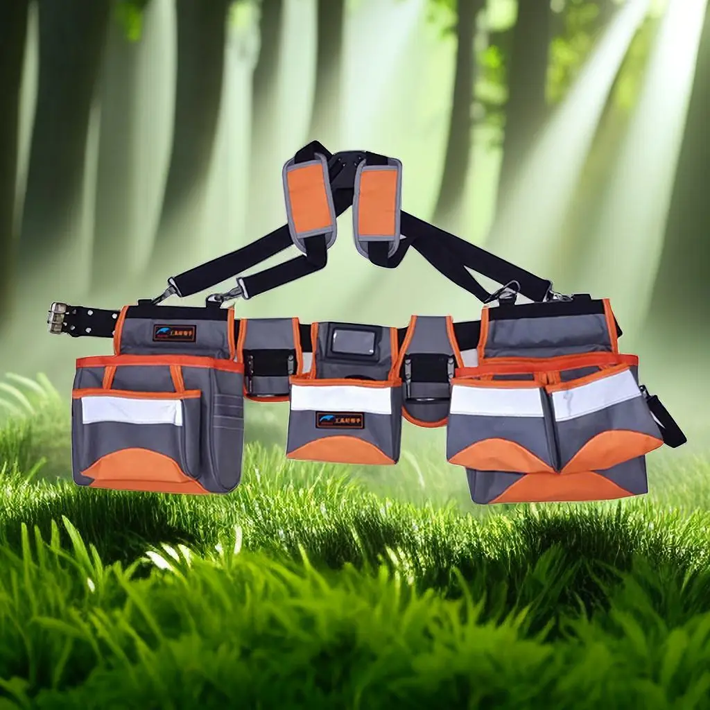 Multifunctional Tool Bag Belt Suspenders Bag Set Adjustable Lumbar Support Tool Belt Suspenders for Carpenter Electrician