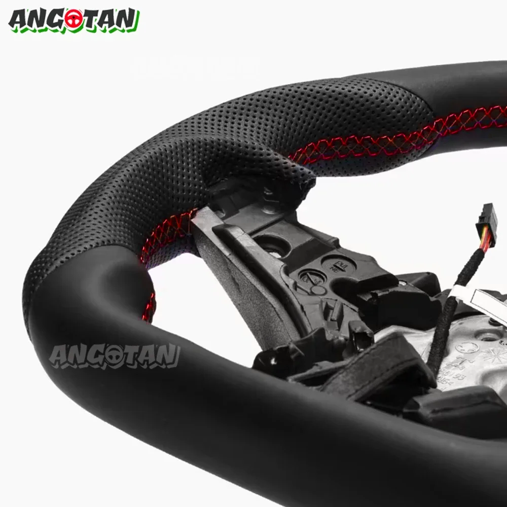 Full Leather Steering Wheel For BMW G20 G21 G22 G28 G29 F40 F44 F82 F83 F87 Black Smooth Leather Steering Wheel Flat Bottom
