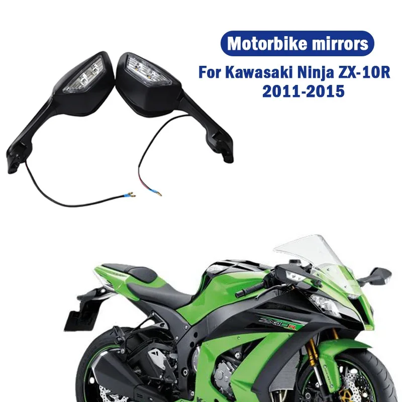 

NEW Motorcycle Rearview Mirrors with LED Turn Signals Lights For Kawasaki Ninja ZX-10R ZX10R ZX 10R 2011 2012 2013 2014 2015