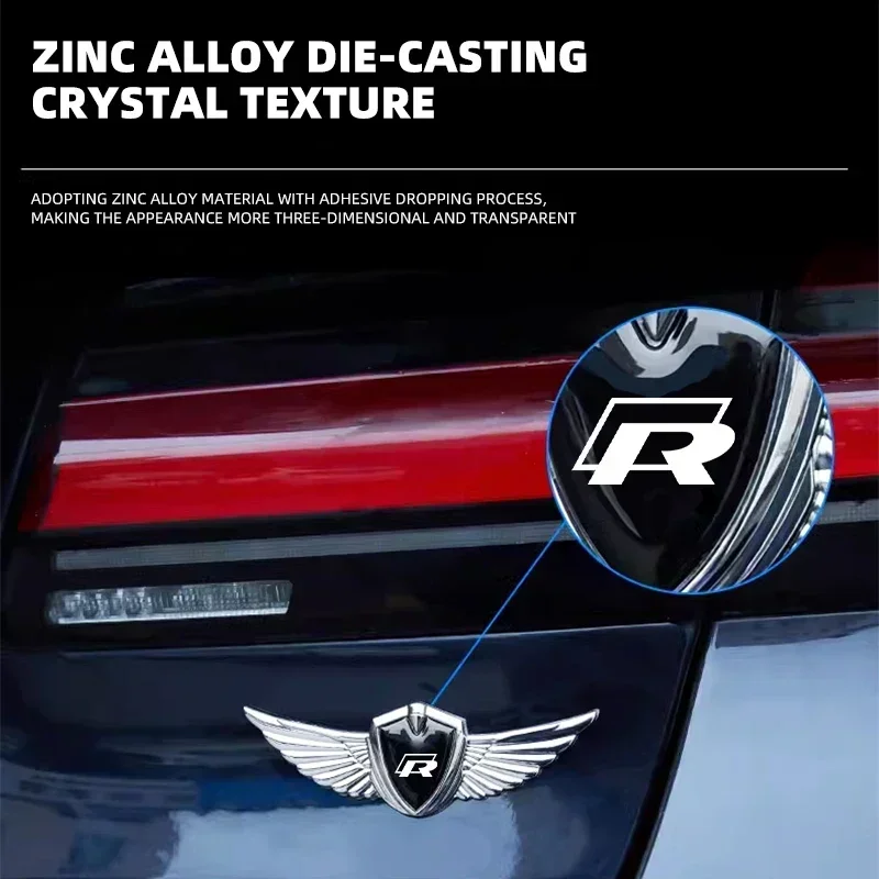 3D Metal Wings Badge Car Side Marker Window Trunk Sticker Decal For VW Volkswagen GTI R Rline Golf Beetle Passat Sharan Jetta