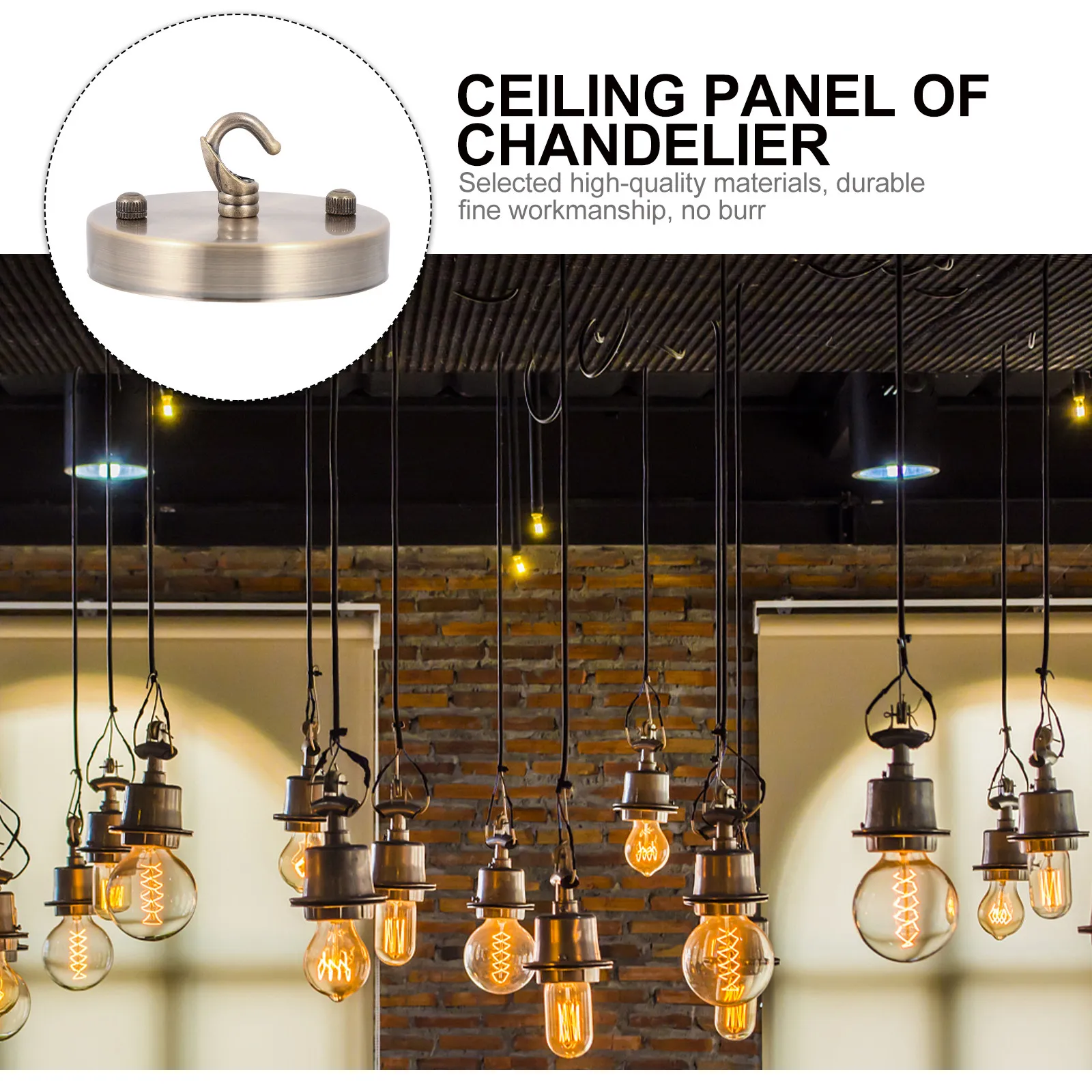 Creative Delicate Sturdy Ceiling Plate for Chandelier Lamp Pendants Easy Install Modern Stylish Light Canopy Mount with Hook