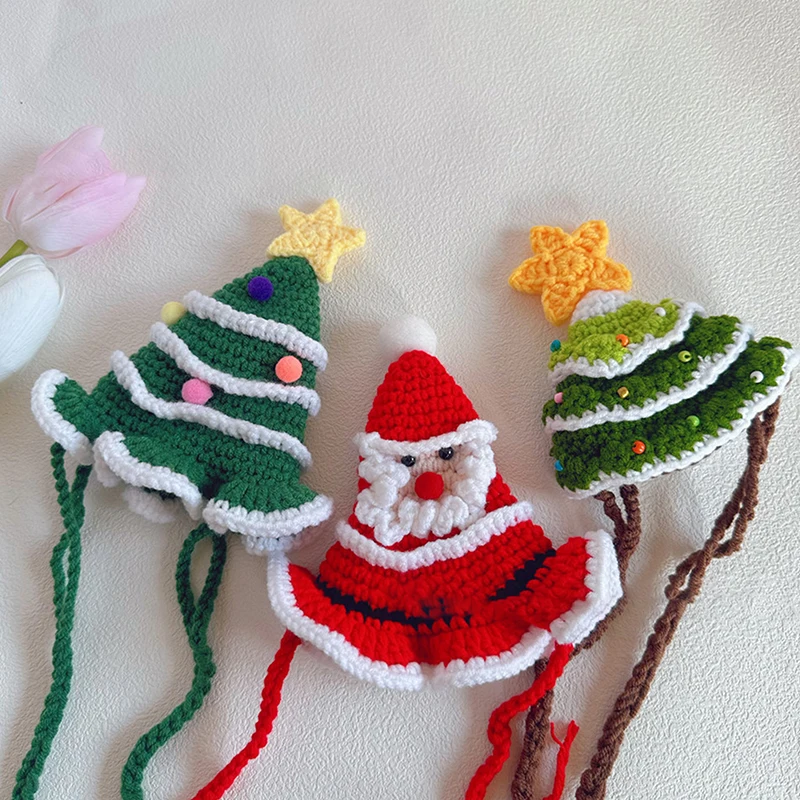 คริสต์มาสสัตว์เลี้ยงแมวหมวกสุนัขลูกสุนัขขนาดเล็ก Xmas Holiday เครื่องแต่งกายเครื่องประดับคอสเพลย์เสื้อผ้า Props หมวก Christmas Party Pet Supplies
