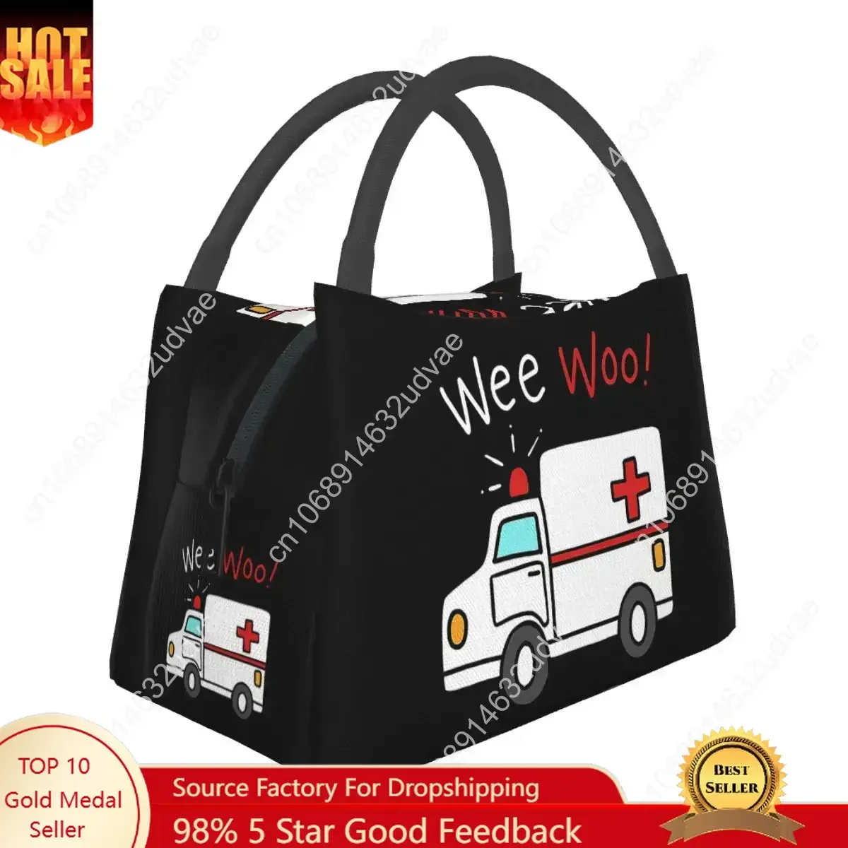 Paramedic Ambulance Lunch Bags Insulated Bento Box Resuable Lunch Tote Picnic Bags Cooler Thermal Bag for Woman Girl School
