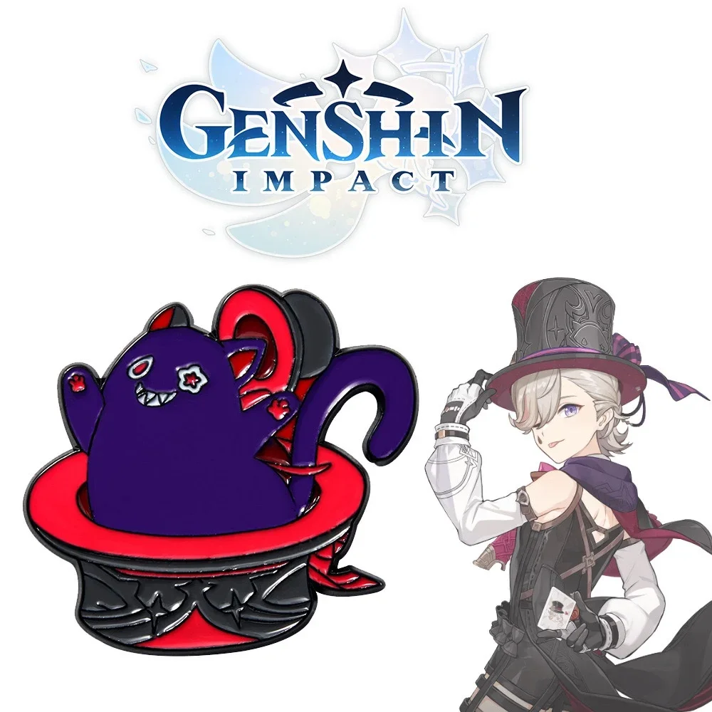 

Anime Genshin Impact Lyney Cartoon Cat Genius Magician Metal Cosplay Collection Gift Badge Pins Brooch