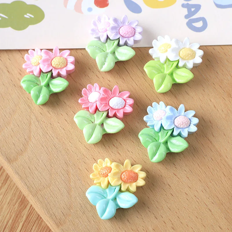 100pcs Kawaii Flatback Resin Simulation Flower Decoration Crafts Scrapbooking DIY Accessories