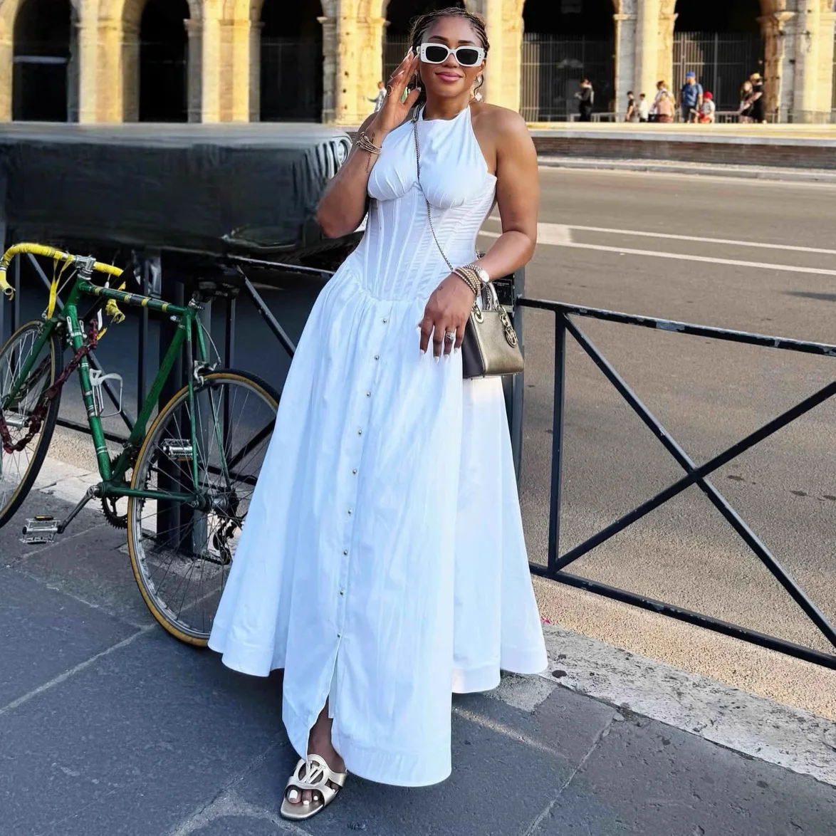 

Long Dress Women Dresses Sexy A Line Vestidos Y2k Streetwear Sleeveless High Waist Elegant Party Night Work Beach Casual