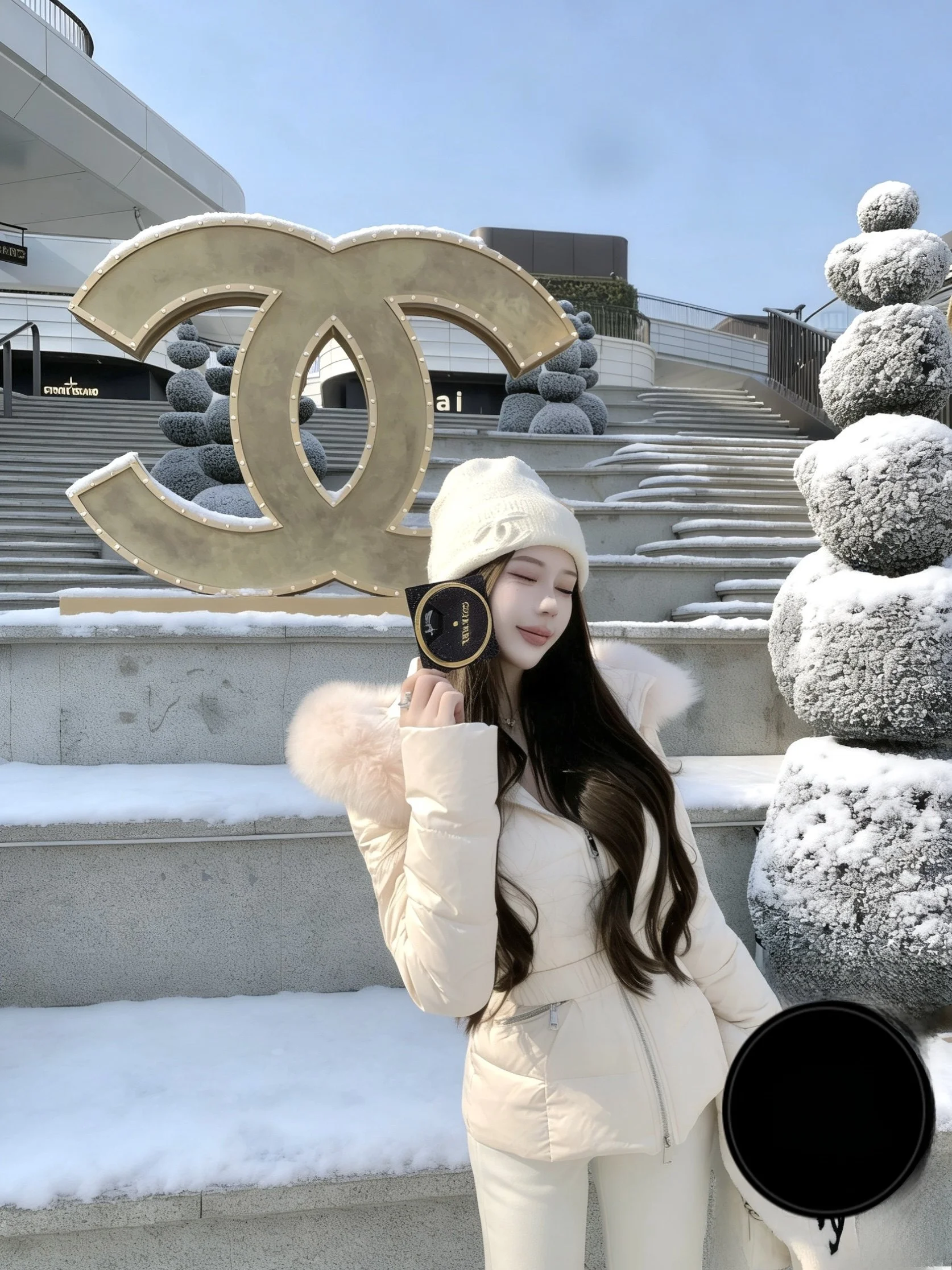 

Kubiliv Women's down Jaet Fur Collar Hooded Waist-Cinching White Du down Coat Warm Commute Sle Korean Version