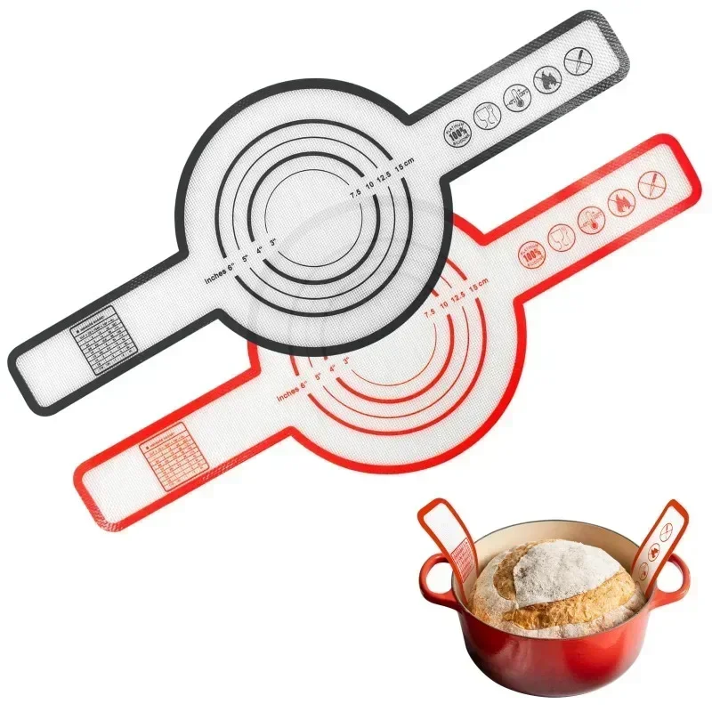 Silicone Baking Mat for Dutch Oven, Silicone Bread Sling with Long Handles Reusable Sourdough Bread Baking Supplies