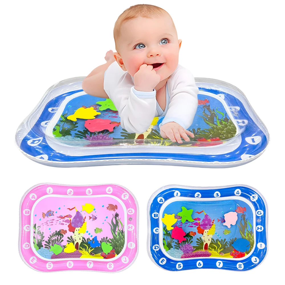 1 square baby water play mat with digital pattern PVC inflatable water play mat as a children's gift