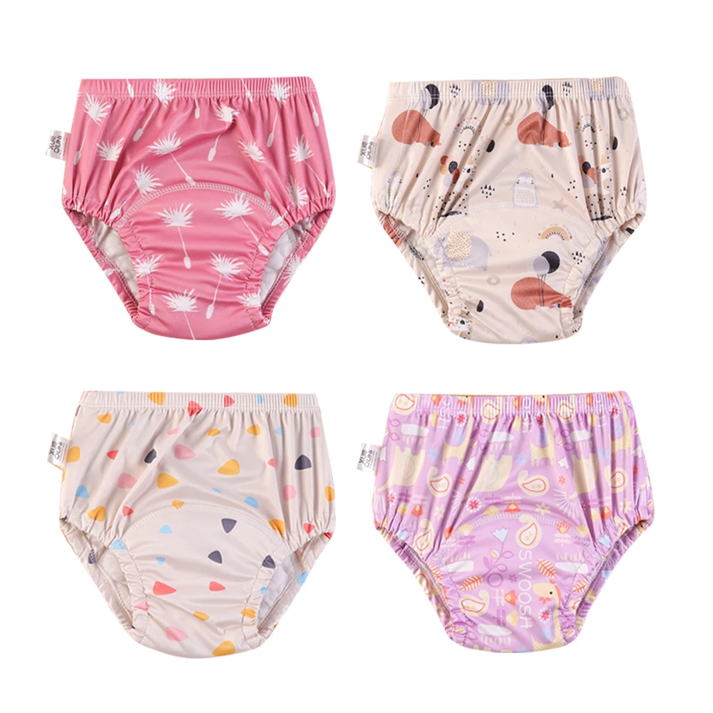 4pcs/lot New Polyester Baby Potty Training Pants Reusable Infant Cloth Diaper Panties Washable Toddler Nappy Changing Underwear