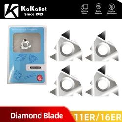 KaKarot PCD Threading Einfügen Diamant 11ER 11IR AG55 AG60 16IR 16ER Aluminium Legierung CNC Schraube Hartmetall Gewinde Drehen Cutter drehmaschine