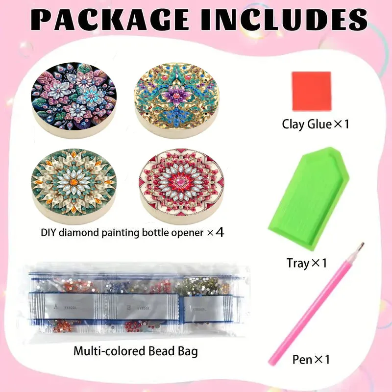 1 قطعة فتاحة الزجاجات زهرة DIY الماس اللوحة الفنية مجموعة غطاء زجاجة فتاحة شكل خاص كريستال الماس الاصطناعي عملية الفسيفساء