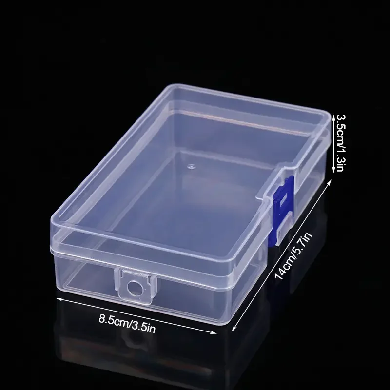 5pcs Transparent Lockable Empty Box, Rectangular Plastic Storage Box, PP Packaging Parts Box, Stationery Storage Box With Lid