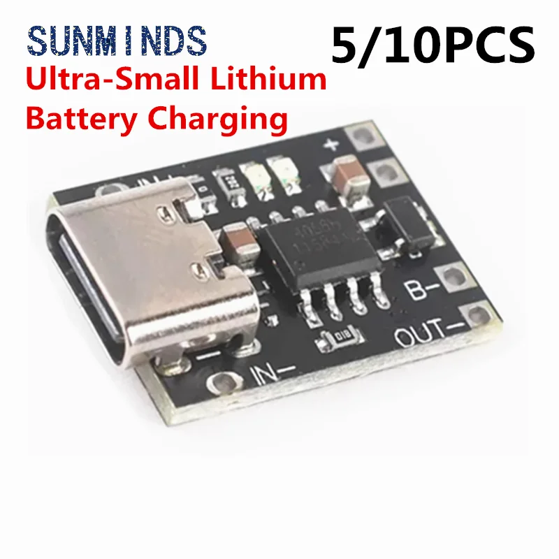 

5-10pcs Ultra-Small Lithium Battery Charging Panel 1A Ternary Lithium Battery 3.7V4.2V Charger Module Type-C Protection Board