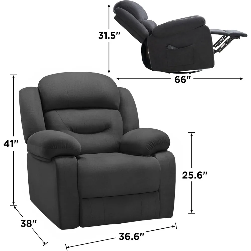 Recliner Chair for Adults, Fabric Manual Reclining Chair with Overstuffed Armrest and Backrest, Soft Lazy boy Lounge Sofa