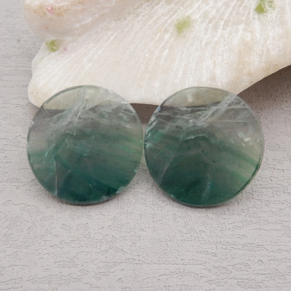 Natural Fluorite Round Earrings For Womens, Gemstone Earrings Set Wholesale Unique Gift For Jewelry DIY Making