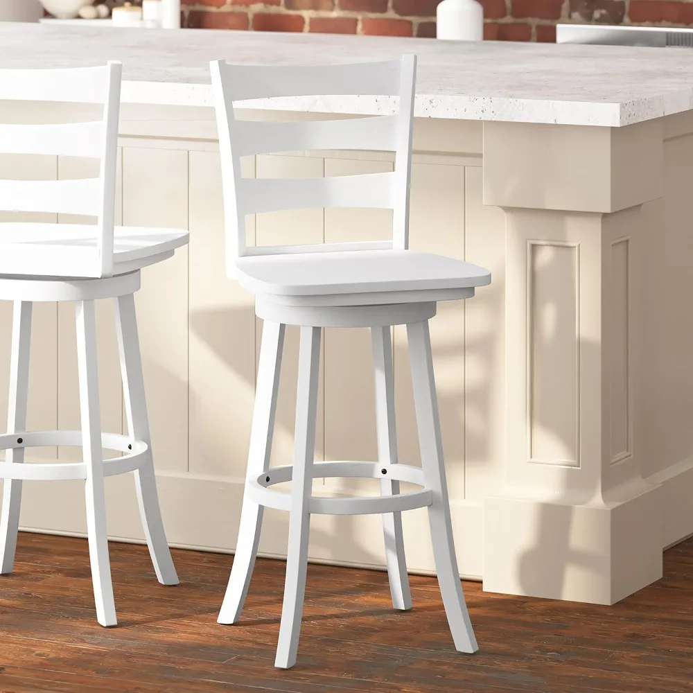 

Taylor & Logan Laurel Wooden Swivel Ladderback Bar Stool in Antique White Wash