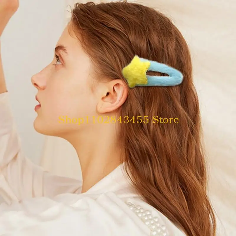 49MC Cute Bangs Clip Hairpin Y2K Ornaments Headdress Hair Accessories Plush Star Y2K-Style Star Mini Star Hairpin