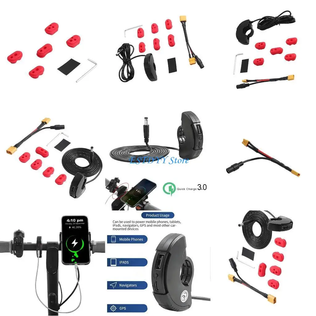 

G6DE High Efficiency Handlebars Phone USB Charging Device Adapters Replacement Phone Port Socket Charging Equipment