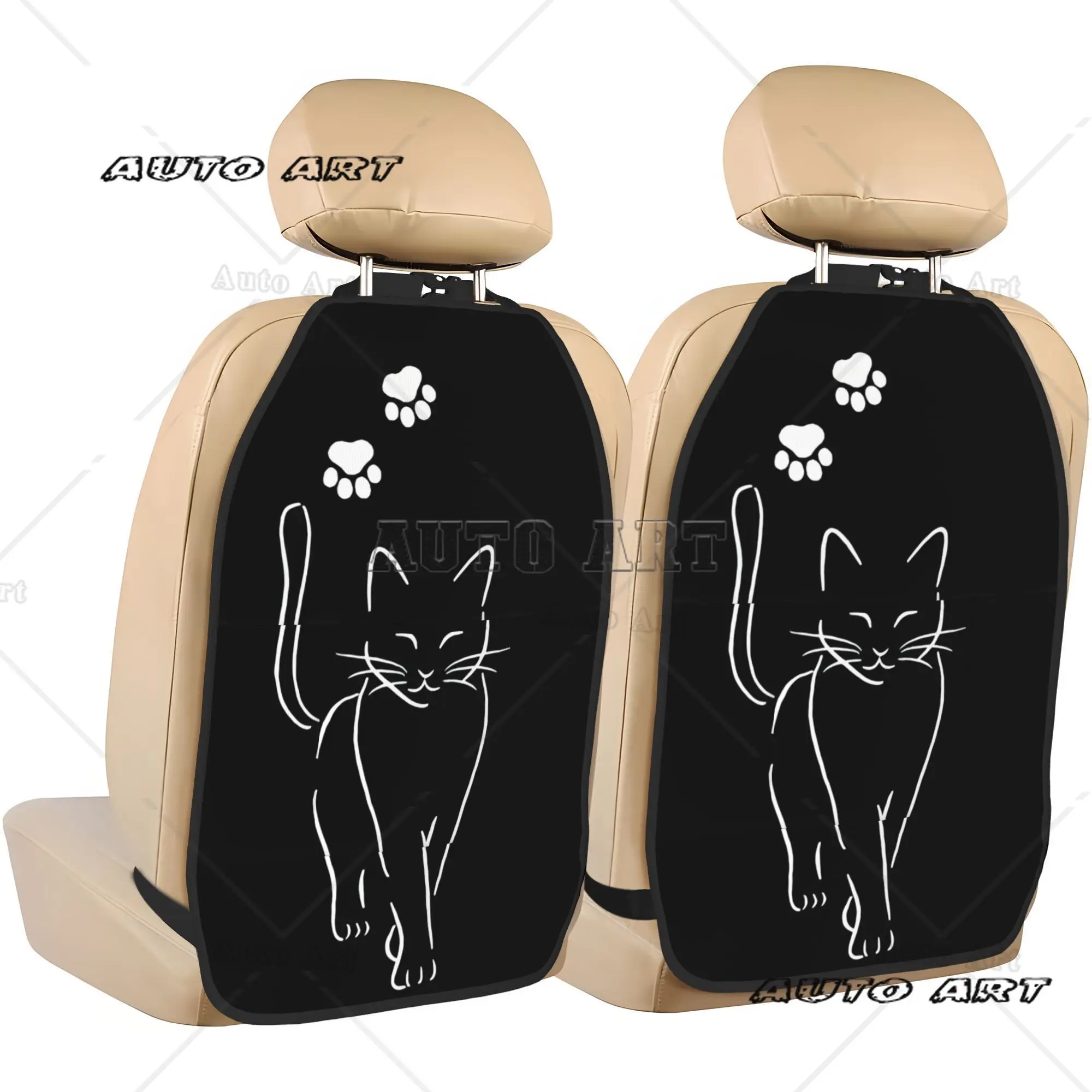 

2 шт. милых органайзера на спинку автомобильного сиденья с принтом кошачьих лапок, регулируемая сумка для хранения с защитой от ударов и отпечатков лап, совместимая с автомобилями