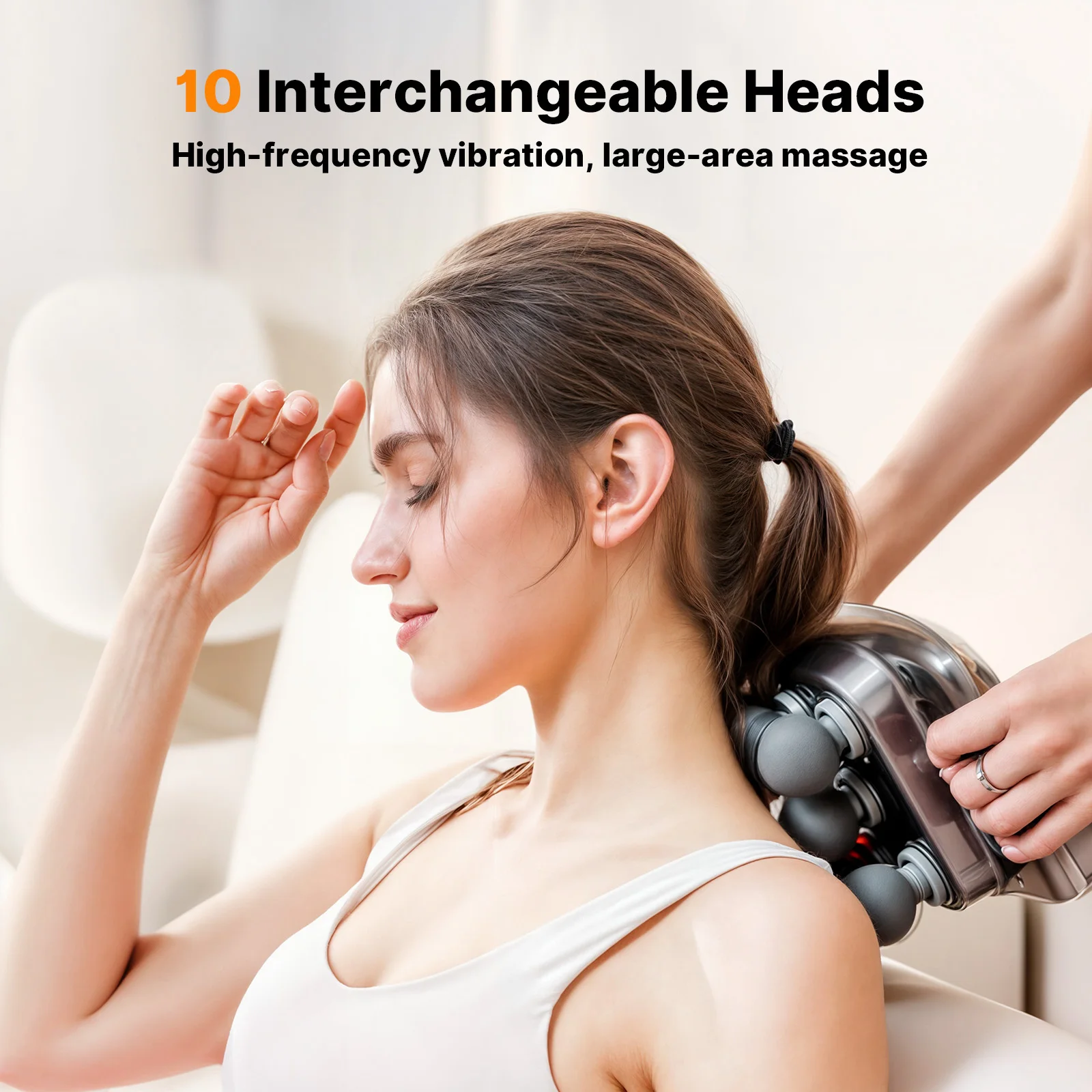 1pc Ten Head Percussion Massage Gun: USB Rechargeable, Deep Tissue Muscle Relaxation, 9 Intensity Levels, Silent